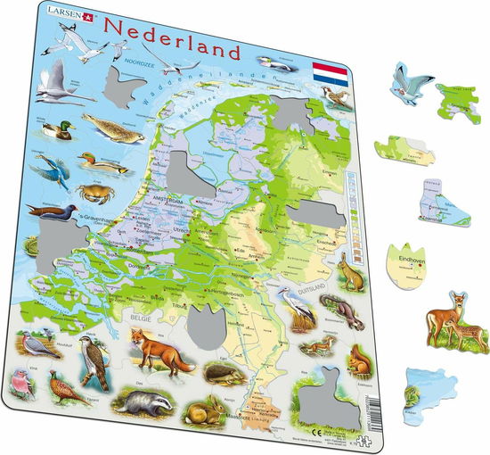 Cover for Larsen Puzzel Kaart · Nederland Geografisch Met Dieren (68 Stukjes) (Zabawki)