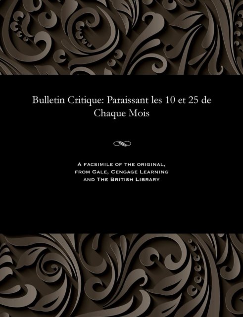 Cover for M E Beurlier · Bulletin Critique (Taschenbuch) (1908)