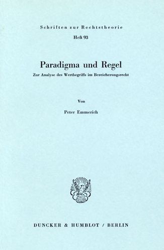 Cover for Emmerich · Paradigma und Regel. (Book) (1980)