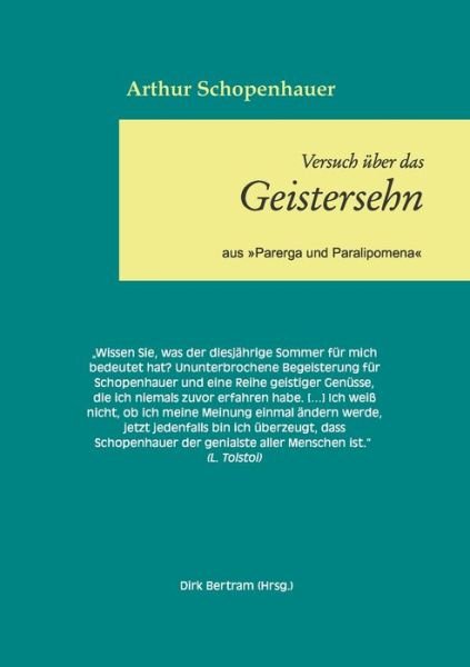 Cover for Arthur Schopenhauer · UEber das Geistersehen: aus Parerga und Paralipomena (Paperback Bog) (2019)