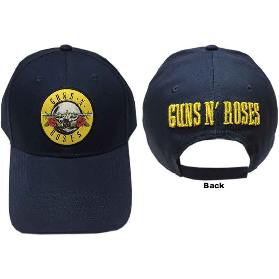 Guns N' Roses Unisex Baseball Cap: Circle Logo (Navy Blue) - Guns N Roses - Fanituote - Rockoff - 5056170648370 - 