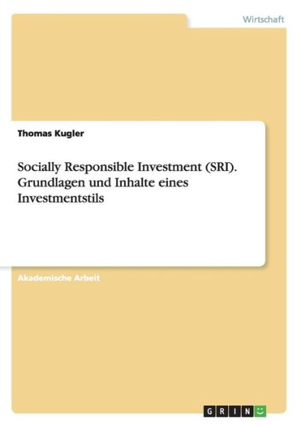 Cover for Kugler · Socially Responsible Investment (Book) (2017)