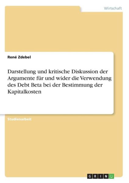 Cover for Zdebel · Darstellung und kritische Diskus (Bog)