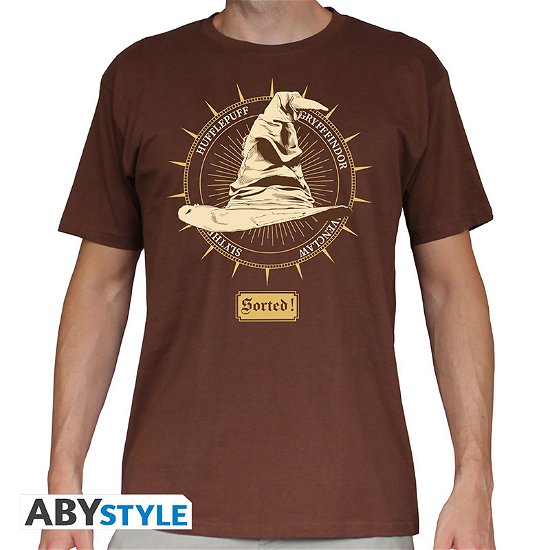Cover for T-Shirt Männer · HARRY POTTER - Tshirt Sorting hat man SS Brown - (Legetøj) (2019)