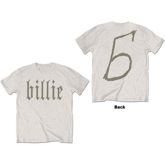 Billie Eilish Unisex T-Shirt: Billie 5 (Natural) (Back Print) - Billie Eilish - Produtos - - 5056368697371 - 22 de setembro de 2021