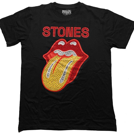 The Rolling Stones Unisex T-Shirt: Dia Tongue (Embellished) - The Rolling Stones - Merchandise -  - 5056561043371 - 