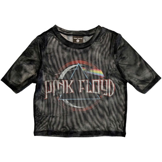 Pink Floyd Ladies Crop Top: Vintage Dark Side of the Moon Seal (Mesh) (XX-Small) - Pink Floyd - Merchandise -  - 5056561085371 - 