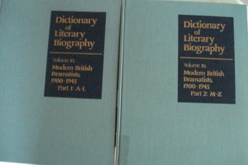 Cover for Stanley Weintraub · Dictionary of Literary Biography: Modern British Dramatists 1900-45 (V. 10) (Hardcover Book) (1982)