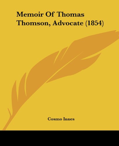 Cover for Cosmo Innes · Memoir of Thomas Thomson, Advocate (1854) (Paperback Book) (2008)