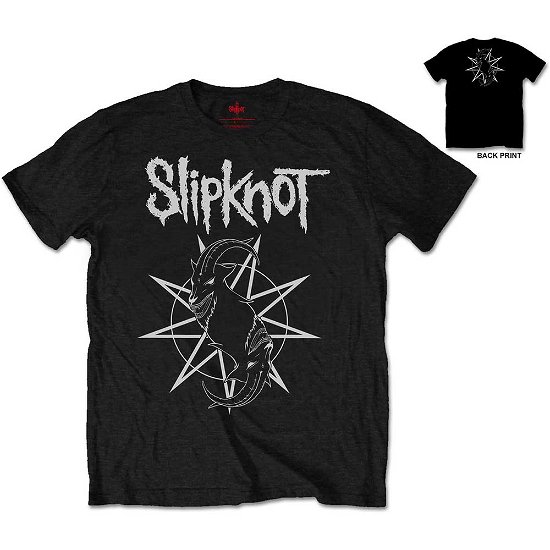Slipknot Unisex T-Shirt: Goat Star Logo (Back Print) - Slipknot - Produtos - Bravado - 5055979943372 - 