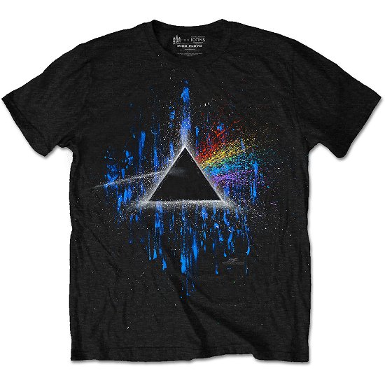 Pink Floyd Unisex T-Shirt: Dark Side of the Moon Blue Splatter - Pink Floyd - Produtos - Get Down Art - 5055979969372 - 12 de dezembro de 2016