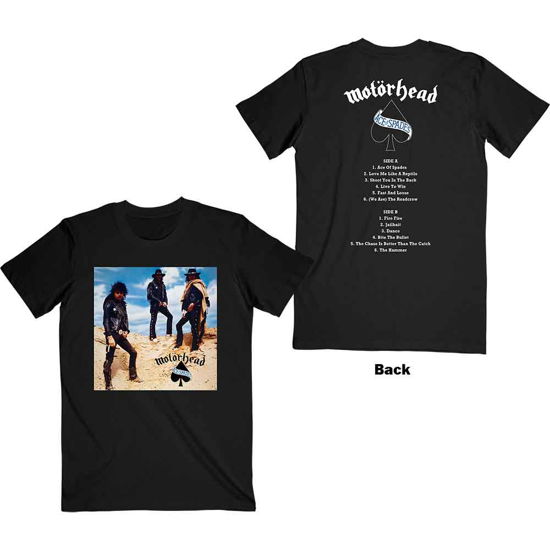 Cover for Motörhead · Motorhead Unisex T-Shirt: Ace of Spades Track list (Back Print) (T-shirt) [size XL] [Black - Unisex edition]