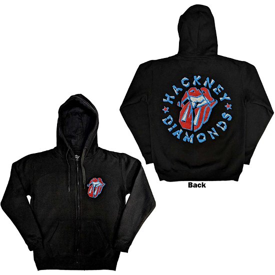 The Rolling Stones Unisex Zipped Hoodie: Hackney Diamonds Stars (Back Print) - The Rolling Stones - Marchandise -  - 5056737212372 - 