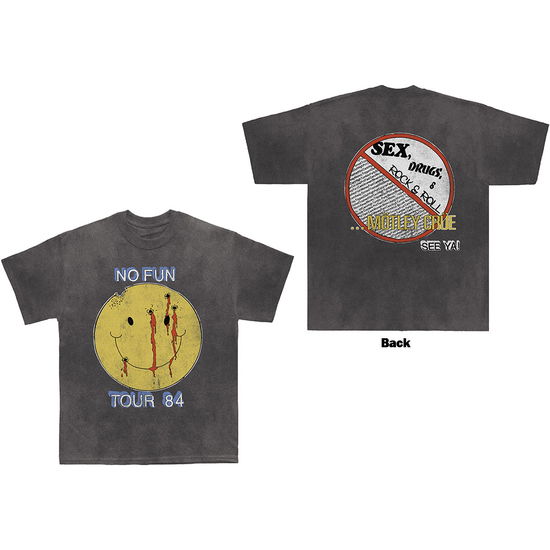 Cover for Mötley Crüe · Motley Crue Unisex Stone Wash T-Shirt: No Fun Tour '84 (Back Print) (T-shirt) [size S]