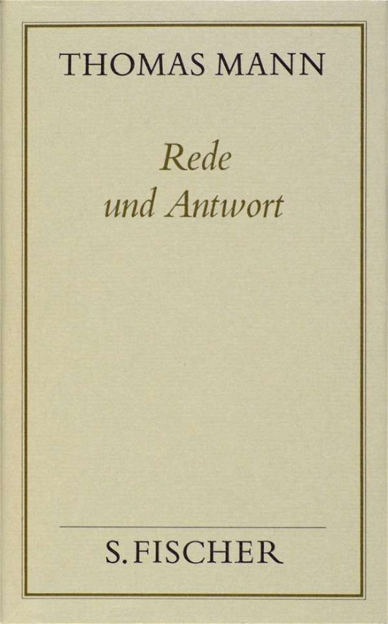 Cover for Thomas Mann · Rede Und Antwort.frankf.ausg. (Book)