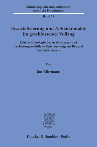 Cover for Fährmann · Resozialisierung und Außenkont (Book) (2019)