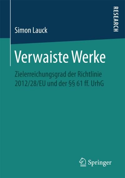 Cover for Lauck · Verwaiste Werke (Book) (2016)