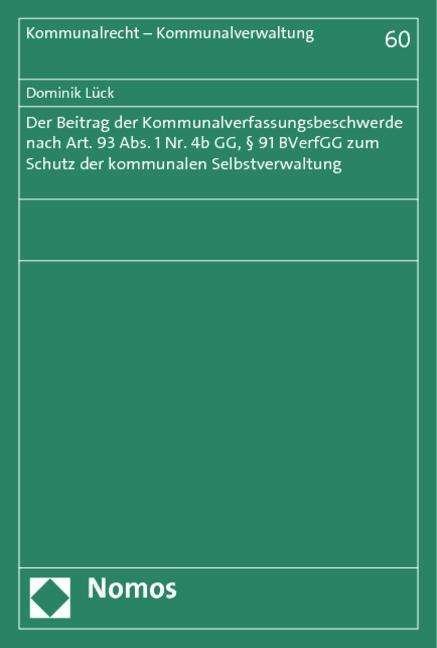 Cover for Lück · Der Beitrag der Kommunalverfassung (Book)