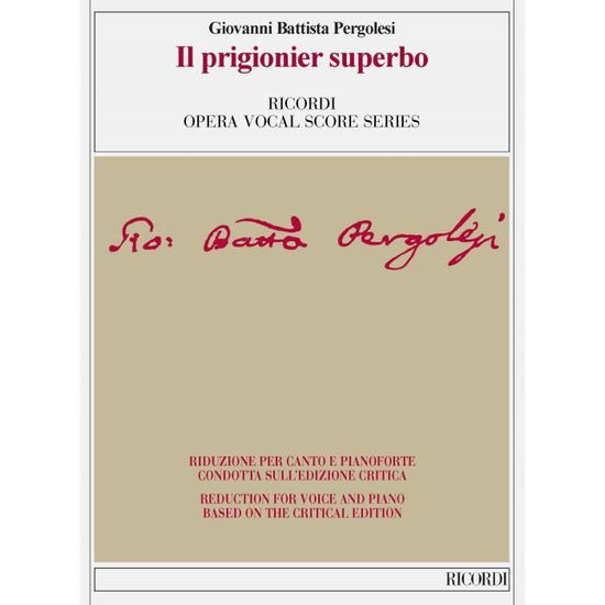 Cover for Pergolesi · Il prigionier superbo, Vocal (Book)