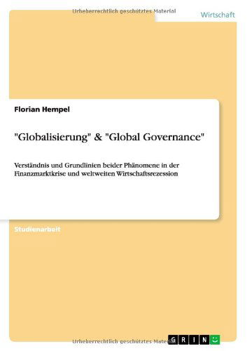 Cover for Hempel · &quot;Globalisierung&quot; &amp; &quot;Global Gover (Book) [German edition] (2009)