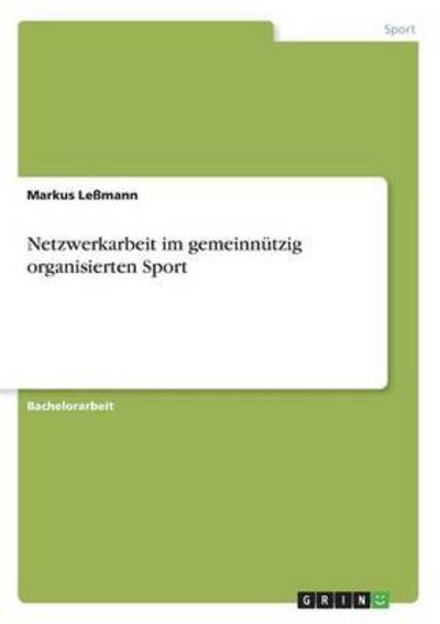 Cover for Leßmann · Netzwerkarbeit im gemeinnützig (Book) (2016)