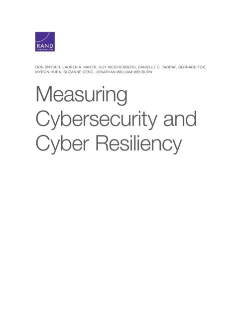 Cover for Don Snyder · Measuring Cybersecurity and Cyber Resiliency (Paperback Book) (2020)