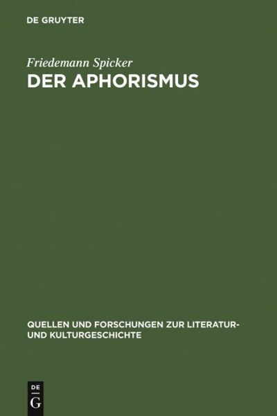 Cover for Spicker · Der Aphorismus (Book) (1997)