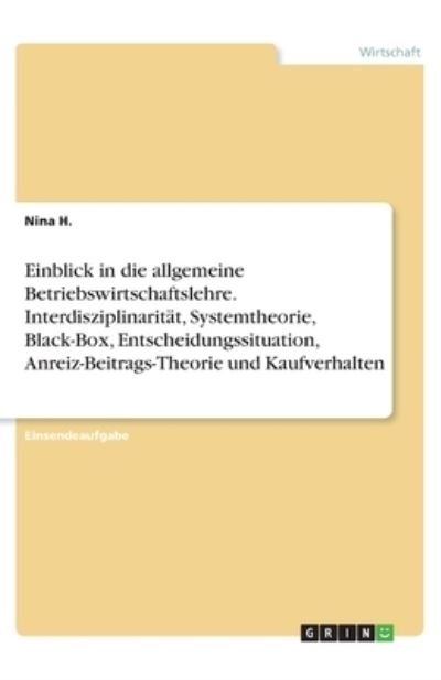 Cover for H. · Einblick in die allgemeine Betriebsw (N/A)