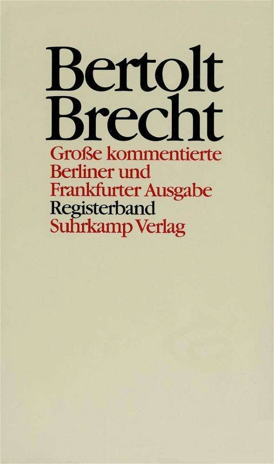 Cover for B. Brecht · Werke.(gr.Berl.)Registerbd. (Bog)