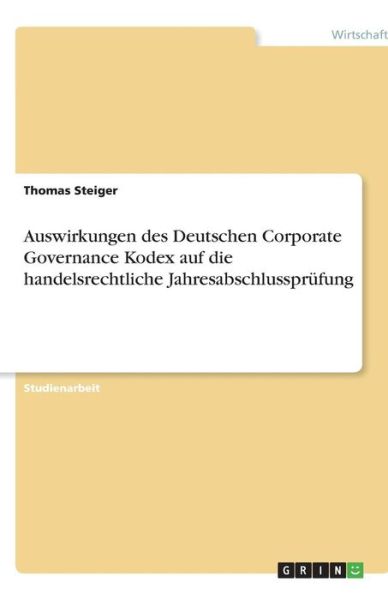 Cover for Steiger · Auswirkungen des Deutschen Corp (Book) [German edition] (2013)