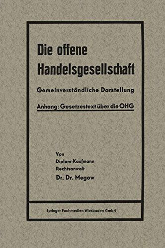 Die Offene Handelsgesellschaft (Ohg) - Heinrich Megow - Books - Gabler Verlag - 9783663163374 - 1938