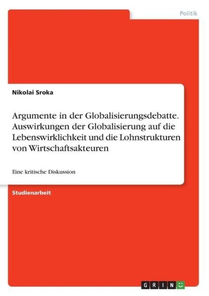 Argumente in der Globalisierungsd - Sroka - Libros -  - 9783346116376 - 