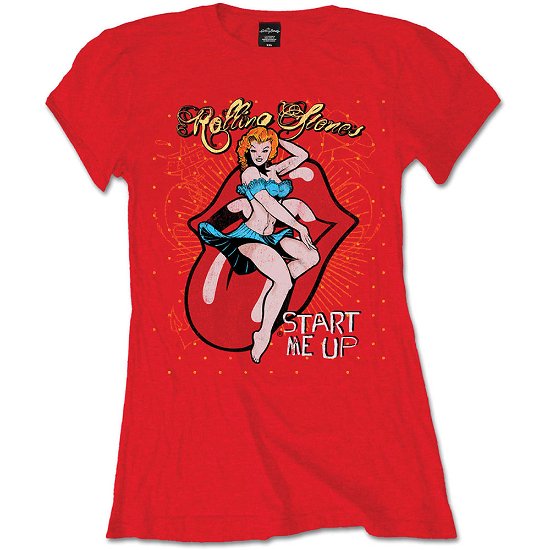 The Rolling Stones Ladies T-Shirt: Start me up - The Rolling Stones - Koopwaar - Bravado - 5056368666377 - 