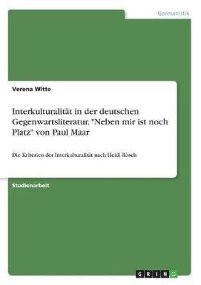 Cover for Witte · Interkulturalität in der deutsche (Book)