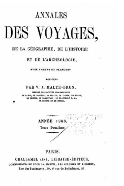 Cover for V a Malte-Brun · Annales des voyages - 1868 (Paperback Bog) (2015)