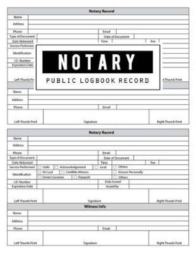Cover for Bg Publishing · Notary Record Logbook (Pocketbok) (2018)