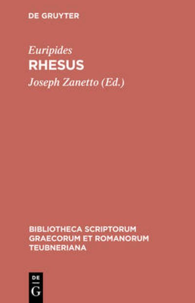 Rhesus Pb - Euripides / Zanetto - Kirjat - The University of Michigan Press - 9783598713378 - 1993