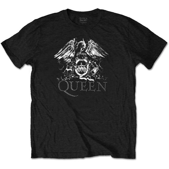 Cover for Queen · Queen Unisex T-Shirt: Crest Logo (Black) (Embellished) (T-shirt) [size S] [Black - Unisex edition] (2019)