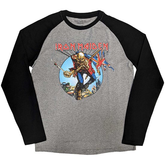 Iron Maiden Unisex Raglan T-Shirt: Trooper Burst - Iron Maiden - Produtos -  - 5056561089379 - 