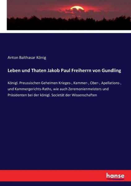 Cover for König · Leben und Thaten Jakob Paul Freih (Buch) (2017)