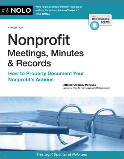 Cover for Anthony Mancuso · Nonprofit Meetings, Minutes &amp; Records (Paperback Bog) (2022)