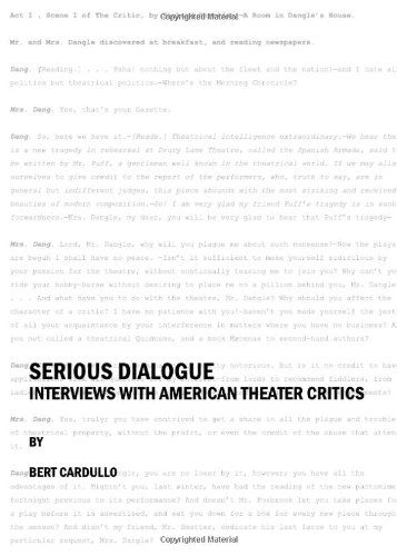 Cover for Bert Cardullo · Serious Dialogue: Interviews with American Theater Critics (Hardcover Book) [New edition] (2008)