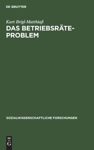 Cover for Kurt Brigl-Matthiaß · Betriebsräteproblem (N/A) (1926)