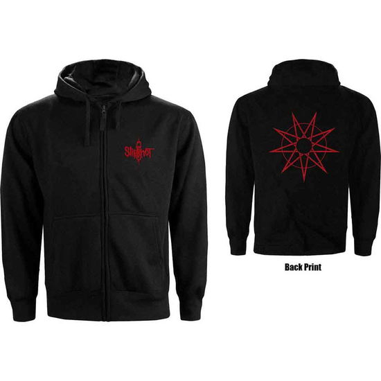 Slipknot Unisex Zipped Hoodie: 9 Point Star (Back Print) - Slipknot - Merchandise -  - 5056170666381 - 