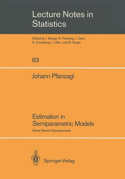 Cover for Johann Pfanzagl · Estimation in Semiparametric Models: Some Recent Developments - Lecture Notes in Statistics (Taschenbuch) [Softcover reprint of the original 1st ed. 1990 edition] (1990)