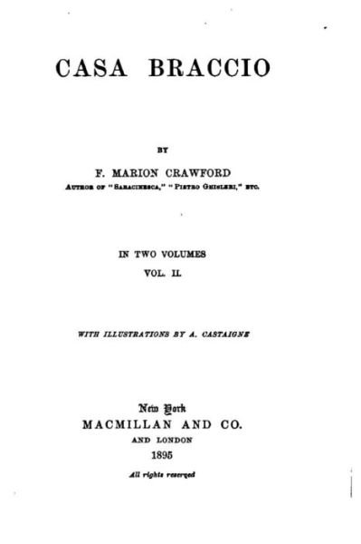 Cover for F Marion Crawford · Casa Braccio - Vol. II (Paperback Book) (2016)