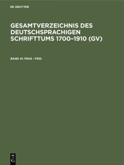 Cover for Peter Geils · Fras - Frid : Aus : Gesamtverzeichnis des deutschsprachigen Schrifttums (Book) (1981)