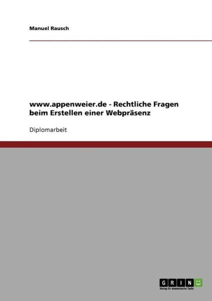 Cover for Rausch · Www.appenweier.de - Rechtliche F (Bok) [German edition] (2013)