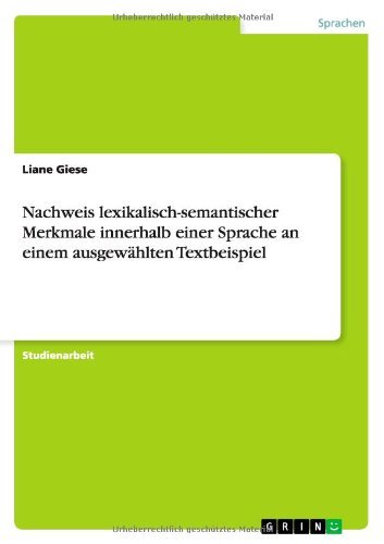 Cover for Giese · Nachweis lexikalisch-semantischer (Book) [German edition] (2013)