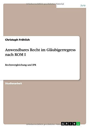 Cover for Fröhlich · Anwendbares Recht im Gläubiger (Book) [German edition] (2015)